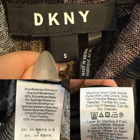 DKNY Metallic Mod Geo Print Rib Knit Turtleneck, size Small - Picture 6 of 7